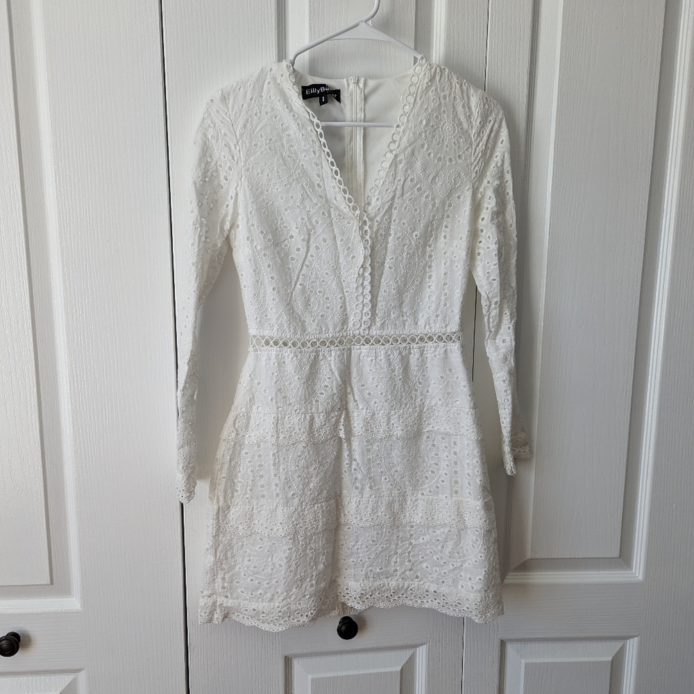 White mini dress, Elly bazaar, crochet Small NWT